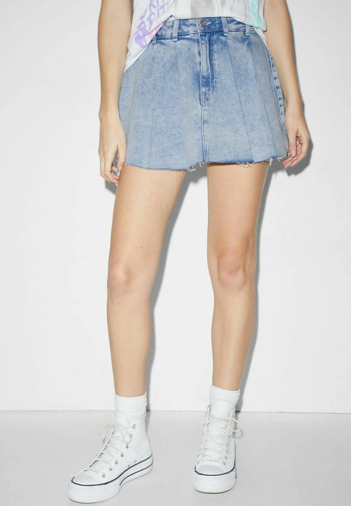 Jupe Plissée - Denim Light Blue 1 Jupe Plissée - Denim Light Blue