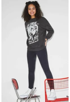 Blondie - Sweatshirt - Dark Gray -Clockhouse d91d0d28bb6b42bf906392b778636399